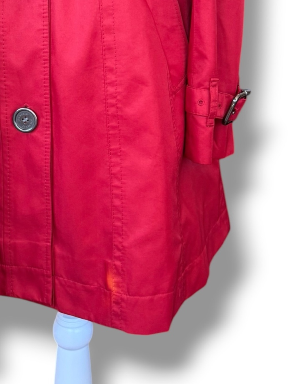 Burberry Women's Mableton Red Trench Coat Authentic UK 2R‎ US 0 *stain* - Picture 12 of 14